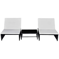 Maison Chic Lot de 2 Chaises longues avec table | Bain de soleil Relax | Transat Résine tressée Noir -GKD76227