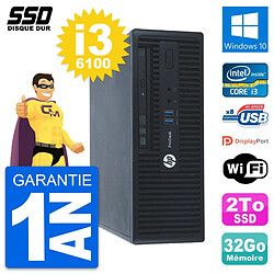 PC HP ProDesk 400 G3 SFF Intel Core i3-6100 RAM 32Go SSD 2To Windows 10 Wifi - Occasion