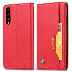 Wewoo Housse Coque Étui en cuir Flip à texture de peau horizontale pour Huawei P20 Proavec cadre photo et supportemplacements cartes et porte-monnaie Rouge