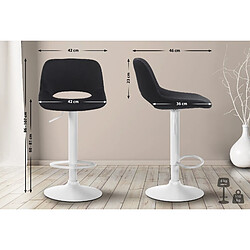 Acheter Decoshop26 Tabouret de bar chaise haute x1 avec repose-pieds en velours noir piètement métallique blanc 10_0004610