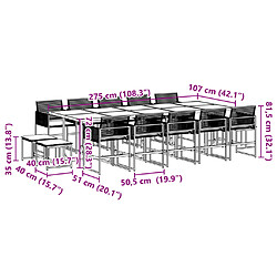 vidaXL Ensemble à manger de jardin 15 pcs coussins noir résine tressée pas cher