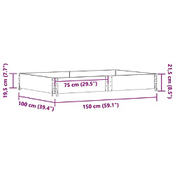 vidaXL Jardinière gris 150x100 cm bois de pin massif pas cher