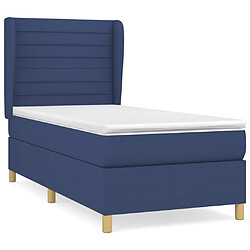 Maison Chic Lit adulte- Lit + matelas,Sommier à lattes de lit avec matelas Bleu 90x190 cm Tissu -GKD63270