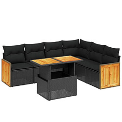 Maison Chic Ensemble Tables et chaises d'extérieur 7pcs avec coussins,Salon de jardin noir résine tressée -GKD487059