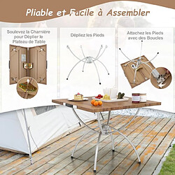 Avis Helloshop26 Lot de 2 tables de camping pliantes avec cadre en aluminium table de pique-nique extensible portable avec plateau à imitation bois café 20_0008772