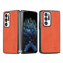 Coque en TPU + PU imperméable, texture croco orange pour votre Oppo Find N