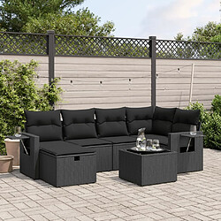 Maison Chic Ensemble Tables et chaises d'extérieur 7pcs avec coussins,Salon de jardin noir résine tressée -GKD767241