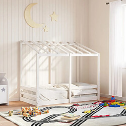 Avis Vidaxl Lit pour enfants avec toit blanc 80x160 cm bois massif de pin