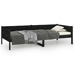 Maison Chic Lit de jour, Lit de repos pour Salon Chambre,Canapé-lit,Lit d'invité Noir Bois de pin massif 90x190 cm -MN54315