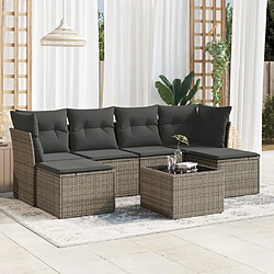 Maison Chic Salon de jardin avec coussins 7 pcs | Ensemble de Table et chaises | Mobilier d'Extérieur gris résine tressée -GKD56723