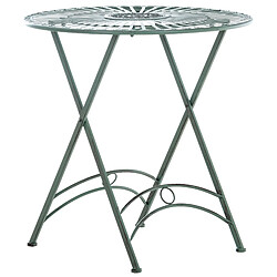 Decoshop26 Table de jardin en métal Ø 71 cm style rustique vert vieilli MDJ10220