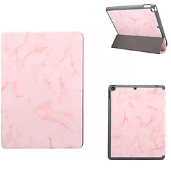 Etui en PU triple pli en marbre avec porte-stylo rose pour votre Apple iPad 10.2 (2019)