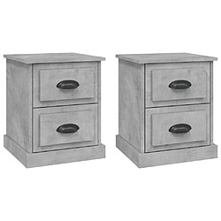 vidaXL Tables de chevet 2 pcs gris béton 39x39x47,5 cm bois ingénierie