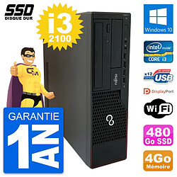 PC Fujitsu Esprimo E910 DT Intel Core i3-2100 RAM 4Go SSD 480Go Windows 10 Wifi - Occasion