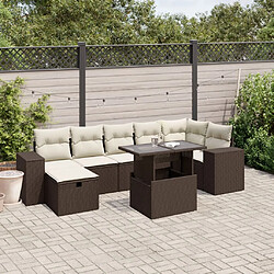 vidaXL Salon de jardin 8 pcs avec coussins marron résine tressée