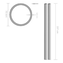 Avis vidaXL Tube rond Acier inoxydable 2 pcs V2A 2 m Ø70x1,8 mm