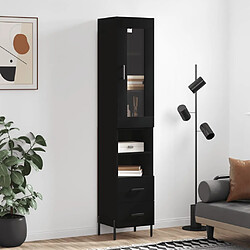 vidaXL Buffet haut Noir 34,5x34x180 cm Bois d'ingénierie