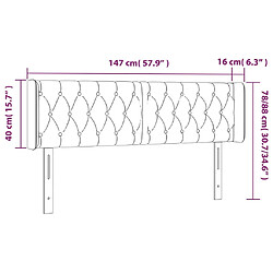 vidaXL Tête de lit avec oreilles Noir 147x16x78/88 cm Velours pas cher