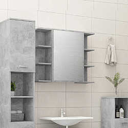 vidaXL Armoire à miroir de salle de bain Gris Béton Bois d’ingénierie