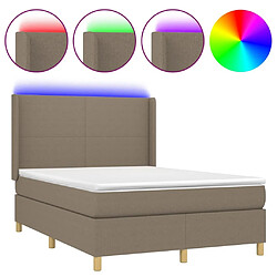 Maison Chic Lit adulte- Lit + matelas + LED,Sommier à lattes de lit matelas et LED Taupe 140x190 cm Tissu -GKD84368