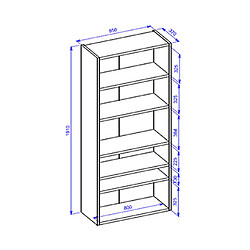 Mes Bibliothèque 6 niches 85x37x191 cm blanc - MITZ pas cher
