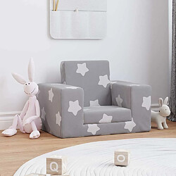 vidaXL Canapé-lit pour enfants Gris clair avec étoiles Peluche douce