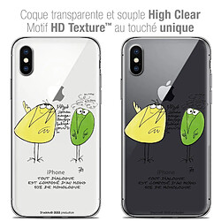 Caseink Coque Housse Etui Apple iPhone Xs / X (5.8 ) [Crystal Gel HD Collection Les Shadoks ? Design Le Dialogue - Souple - Ultra Fin - Imprimé en France]