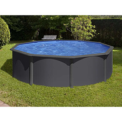 Gre Kit piscine hors sol ronde Ø 4.80 m x h.1.22 m - acier gris anthracite