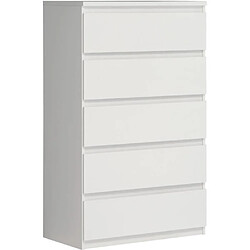 Cstore Commode CHELSEA 5 tiroirs - 77,2 cm - Décor blanc mat