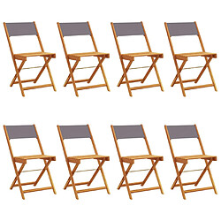 vidaXL Chaises de jardin pliantes lot de 8 tissu et bois massif