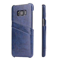 Wewoo Etui en cuir Fierre Shann Retro Oil en cire PU pour Galaxy S8 + / G9550, avec emplacements pour cartes (bleu)