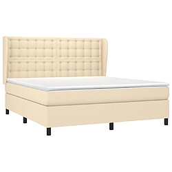 Avis Maison Chic Lit adulte- Lit + matelas,Sommier à lattes de lit avec matelas Crème 180x200 cm Tissu -GKD46373