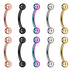 10 pièces 16g en acier inoxydable balles sourcil oreille lèvre nombril anneau piercing 10mm