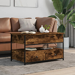 Avis ComfortXL Table Basse Chêne Marron 70x50x50 Cm Bois D'ingénierie Et Métal