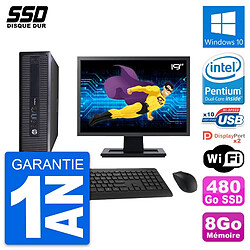 PC HP ProDesk 600 G1 SFF Ecran 19" Intel G3220 RAM 8Go SSD 480Go Windows 10 Wifi - Occasion