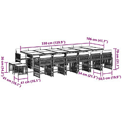 Acheter vidaXL Ensemble à manger de jardin 17 pcs et coussins résine tressée