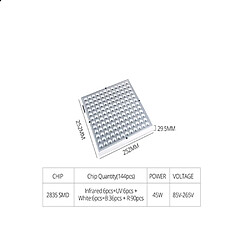 Acheter Wewoo Lampe 45W 144LEDs Éclairage Usine à Spectre Complet Fitolampy Pour Plantes Fleurs Culture Semis Lampes De Croissance LED élèvent La Lumière AC85-265V AU