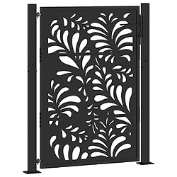 vidaXL Portail de jardin noir 105x130 cm acier conception de vagues