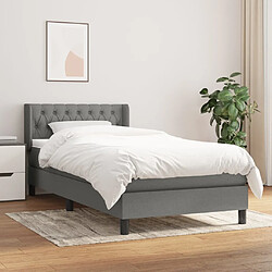 Maison Chic Lit adulte- Lit + matelas,Sommier à lattes de lit avec matelas Gris foncé 100x200cm Tissu -GKD23769