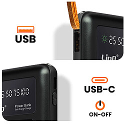 Acheter Batterie Secours Solaire 15000mAh Câble Micro USB Lightning USB C USB LinQ Noir