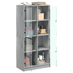 Avis vidaXL Buffet haut avec portes gris sonoma 68x37x142cm bois ingénierie