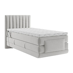 Acheter Vente-Unique Ensemble complet boxspring tête de lit coutures verticales + sommiers relaxation électrique + matelas + surmatelas - 100 x 200 cm - Velours - Gris clair - DONISI de PALACIO