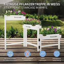 ML-Design Porte-fleurs 3 Étages Bois Blanc,111 cm, 32x16x7 cm, Bac à Fleurs Pliable, Caisses Rustiques pour Décorer, Échelle pour Fleurs, Étagère pour Plantes, Escalier pour Plantes/Végétal Extérieur