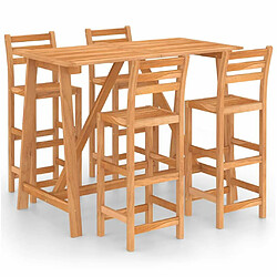 Maison Chic Table de bar et chaises d'extérieur 5 pcs,Ensemble de bar de jardin pour relax Bois d'acacia massif -GKD505758