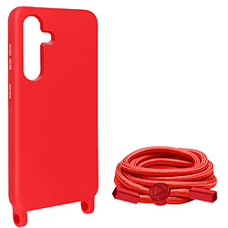 Avizar Coque Cordon Semi-Rigide pour Samsung Galaxy S24 Plus Rouge