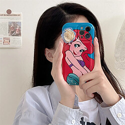 GUPBOO Étui pour iPhone13 Fille de sirène aux cheveux roux étui de téléphone portable fille de dessin animé en silicone