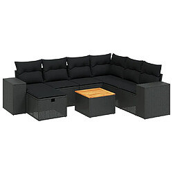 Maison Chic Ensemble Tables et chaises d'extérieur 8 pcs avec coussins,Salon de jardin noir résine tressée -GKD703043