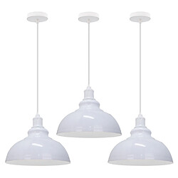 Stoex 3pcs Vintage Suspension industriel en Métal, Retro Lustre Abat-jour E27 Socket Luminaire Pendant pour Cuisine Salon Salle à Manger Chambre Restaurant Couloir Café (29cm,Blanc)