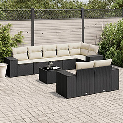 Maison Chic Ensemble Tables et chaises d'extérieur 9 pcs avec coussins,Salon de jardin noir résine tressée -GKD820396