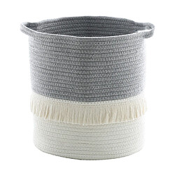 Panier à Linge 13 X 12 Pouces Panier En Corde De Coton De Rangement Tissé Avec Poignées Gris